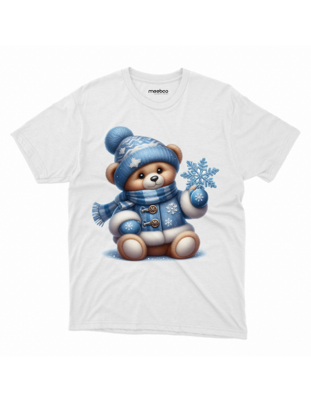 KOSZULKA DZIECIĘCA Miś w czapce i szaliku ze śnieżynką