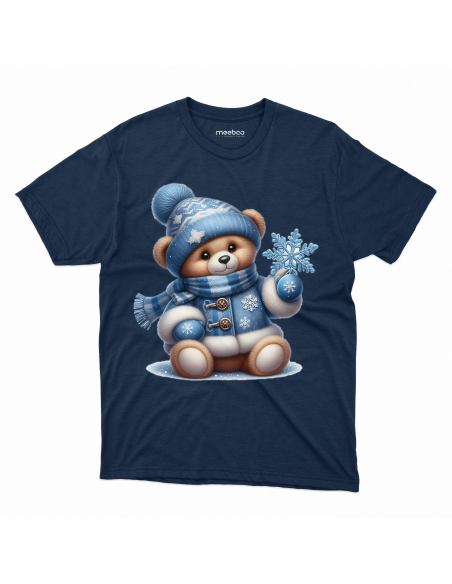 KOSZULKA DZIECIĘCA Miś w czapce i szaliku ze śnieżynką