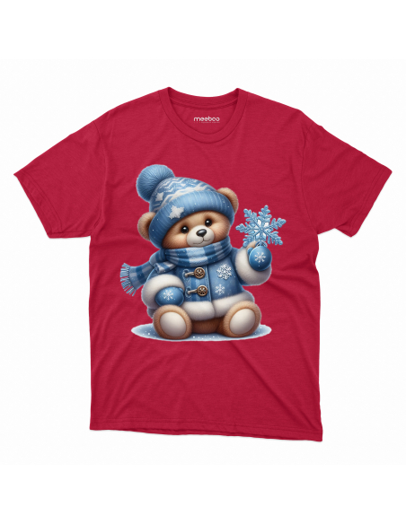 KOSZULKA DZIECIĘCA Miś w czapce i szaliku ze śnieżynką