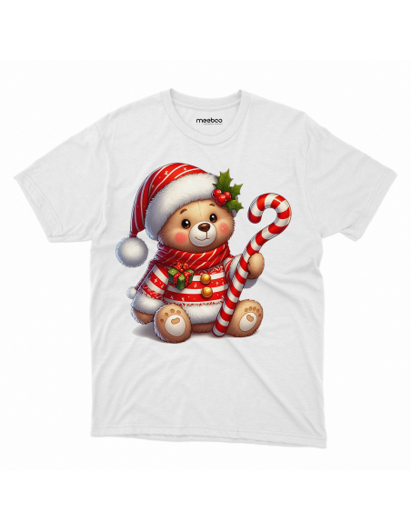 KOSZULKA DZIECIĘCA Miś w czapce i szaliku z cukrową laską