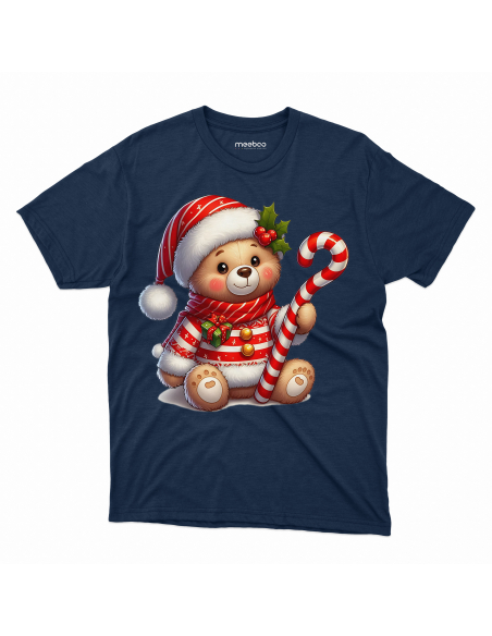 KOSZULKA DZIECIĘCA Miś w czapce i szaliku z cukrową laską