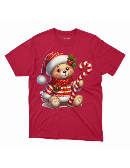 KOSZULKA DZIECIĘCA Miś w czapce i szaliku z cukrową laską