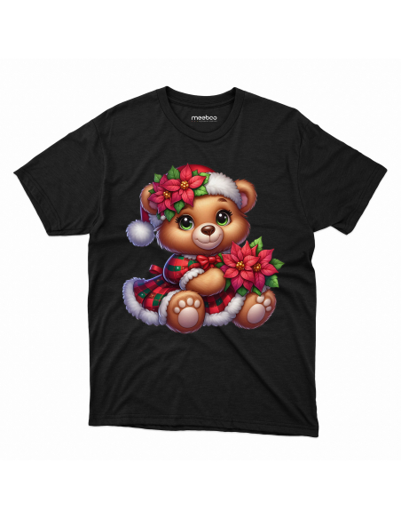 KOSZULKA DZIECIĘCA Miś w czapce i sukience z kwiatkami