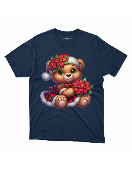 KOSZULKA DZIECIĘCA Miś w czapce i sukience z kwiatkami