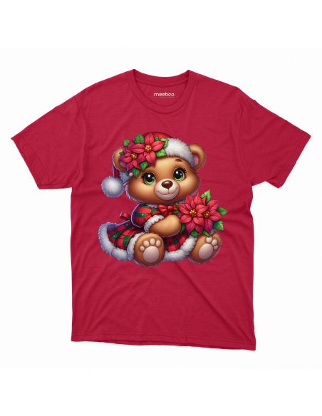 KOSZULKA DZIECIĘCA Miś w czapce i sukience z kwiatkami