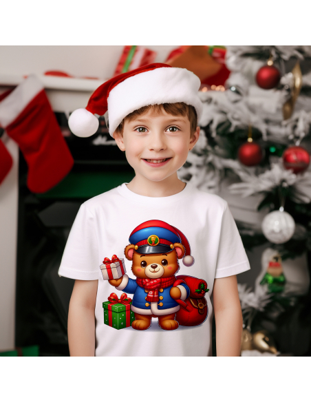 KOSZULKA DZIECIĘCA Miś z plecakiem i prezentami