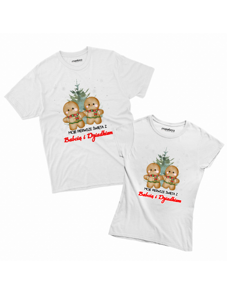Zestaw KOSZULKA MĘSKA + KOSZULKA DAMSKA Moje pierwsze święta z babcią i dziadkiem
