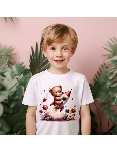 KOSZULKA DZIECIĘCA Miś lecący rakietą