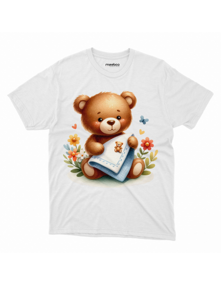 KOSZULKA DZIECIĘCA Miś z chusteczką i kwiatami