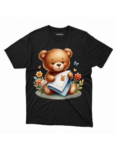 KOSZULKA DZIECIĘCA Miś z chusteczką i kwiatami