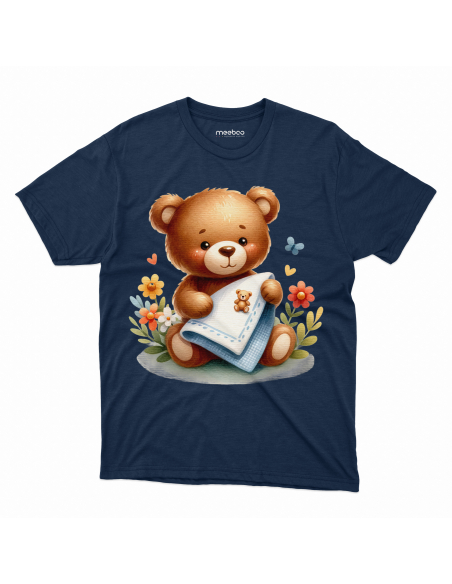 KOSZULKA DZIECIĘCA Miś z chusteczką i kwiatami