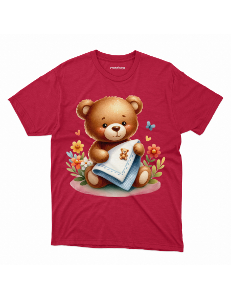 KOSZULKA DZIECIĘCA Miś z chusteczką i kwiatami