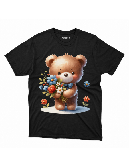 KOSZULKA DZIECIĘCA Miś z bukietem kwiatów