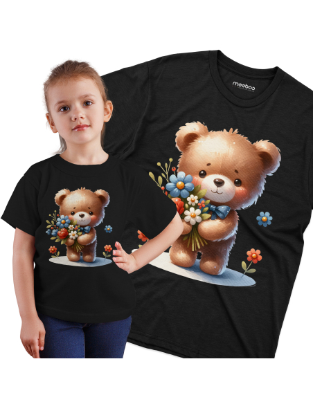 KOSZULKA DZIECIĘCA Miś z bukietem kwiatów