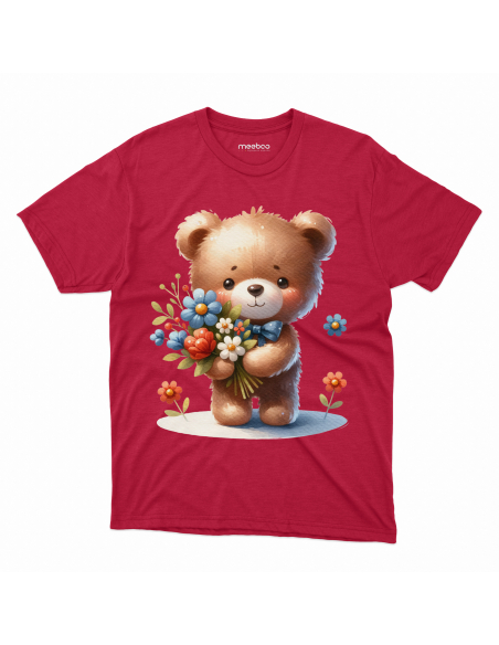 KOSZULKA DZIECIĘCA Miś z bukietem kwiatów