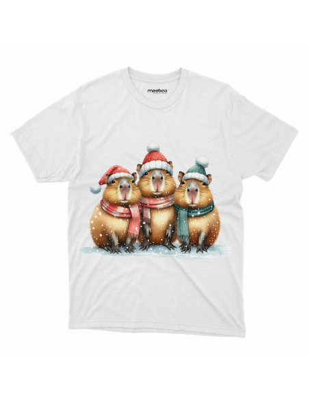 KOSZULKA DZIECIĘCA Kapibary w czapkach zimowych i śniegu