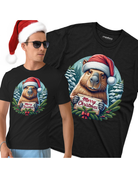 KOSZULKA MĘSKA Kapibara Merry Christmas