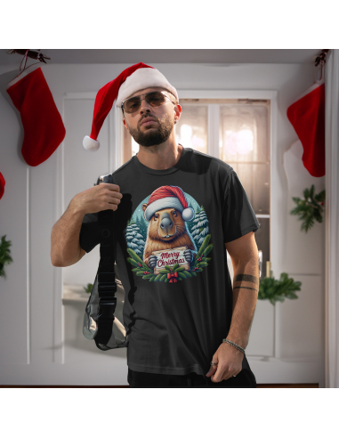 KOSZULKA MĘSKA Kapibara Merry Christmas