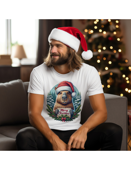 KOSZULKA MĘSKA Kapibara Merry Christmas