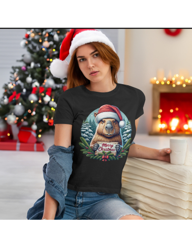 KOSZULKA DAMSKA Kapibara Merry Christmas