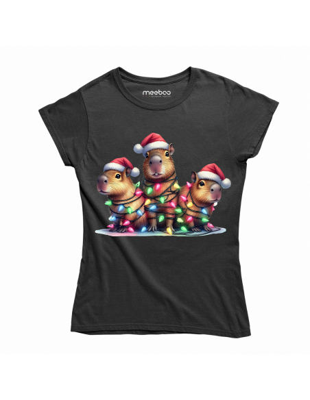 KOSZULKA DAMSKA Kapibara zabawa lampkami