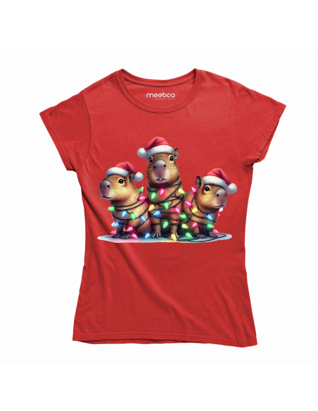 KOSZULKA DAMSKA Kapibara zabawa lampkami