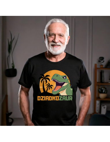 KOSZULKA MĘSKA Dziadkozaur z palmami
