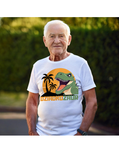 KOSZULKA MĘSKA Dziadkozaur z palmami