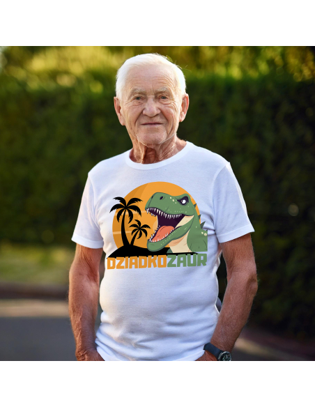 KOSZULKA MĘSKA Dziadkozaur z palmami