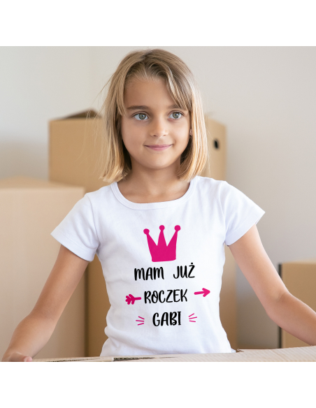 Koszulka/Body Dziecięce "Mam już roczek + Twoje imię" Czarna | 100% Bawełna