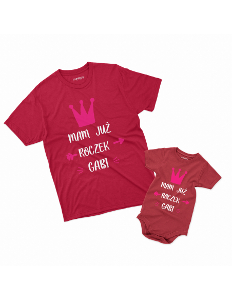 Koszulka/Body Dziecięce "Mam już roczek + Twoje imię" Czarna | 100% Bawełna