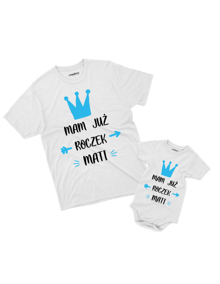 Koszulka/Body Dziecięce "Mam już roczek + Twoje imię" Czarna | Wysoka jakość
