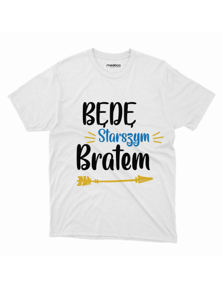 Koszulka Dziecięca "Będę starszym bratem" Czarna | 100% Bawełna