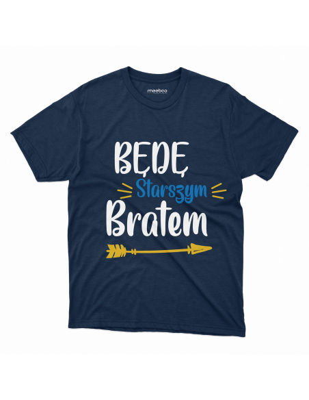 Koszulka Dziecięca "Będę starszym bratem" Czarna | 100% Bawełna