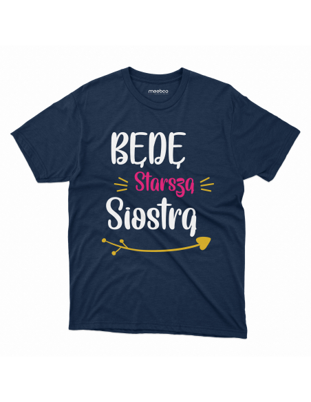 Koszulka Dziecięca "Będę starszą siostrą" Czarna | 100% Bawełna