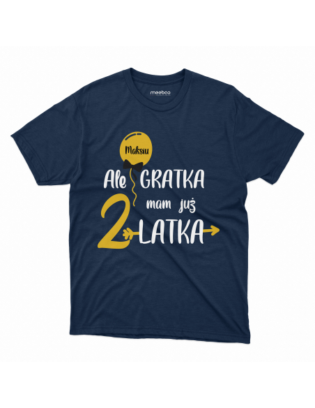 Koszulka Dziecięca "Ale gratka mam już 2 latka + Twoje imię" Czarna | 100% Bawełna