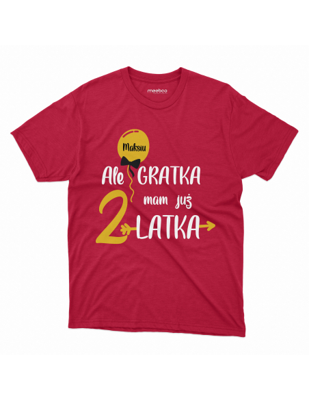 Koszulka Dziecięca "Ale gratka mam już 2 latka + Twoje imię" Czarna | 100% Bawełna