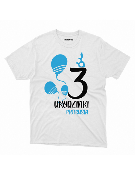 Koszulka Dziecięca "3 urodzinki + Twoje imię" Czarna | 100% Bawełna