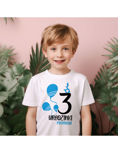 Koszulka Dziecięca "3 urodzinki + Twoje imię" Czarna | 100% Bawełna