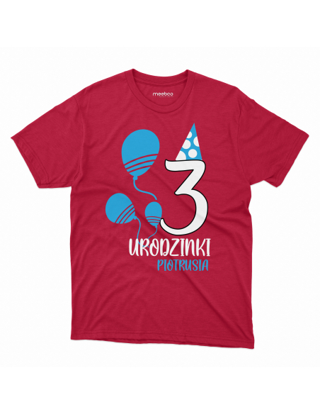 Koszulka Dziecięca "3 urodzinki + Twoje imię" Czarna | 100% Bawełna