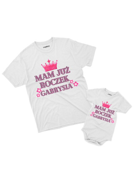 Koszulka/Body Dziecięce "Korona - Mam już roczek + Twoje imię" Czarna | 100% Bawełna