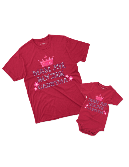 Koszulka/Body Dziecięce "Korona - Mam już roczek + Twoje imię" Czarna | 100% Bawełna