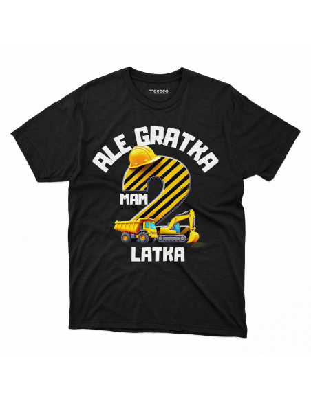 Koszulka Dziecięca "Ale gratka mam 2 latka" Czarna | 100% Bawełna
