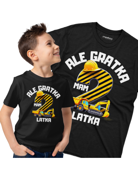 Koszulka Dziecięca "Ale gratka mam 2 latka" Czarna | 100% Bawełna