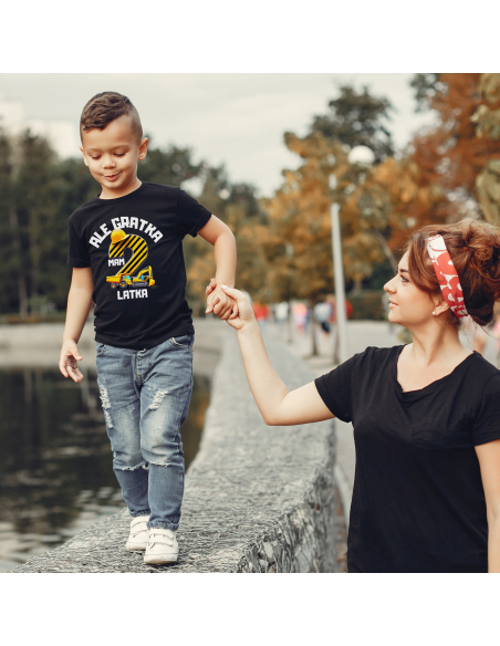 Koszulka Dziecięca "Ale gratka mam 2 latka" Czarna | 100% Bawełna