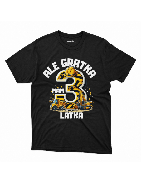 Koszulka Dziecięca "Ale gratka mam 3 latka" Czarna | 100% Bawełna