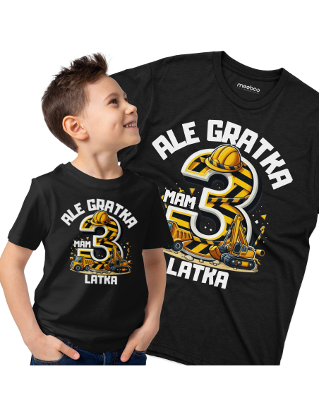 Koszulka Dziecięca "Ale gratka mam 3 latka" Czarna | 100% Bawełna