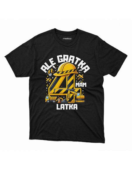 Koszulka Dziecięca "Ale gratka mam 4 latka" Czarna | 100% Bawełna