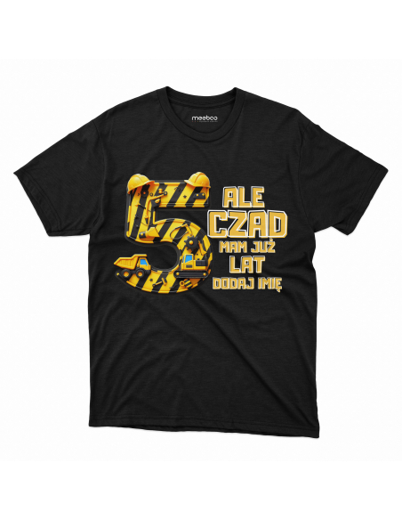 Koszulka Dziecięca "Ale czad mam już 5 lat + Twoje imię" Czarna | 100% Bawełna