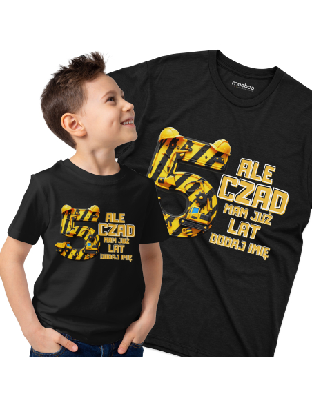 Koszulka Dziecięca "Ale czad mam już 5 lat + Twoje imię" Czarna | 100% Bawełna